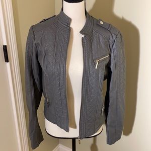 Gray Faux Leather Jacket
